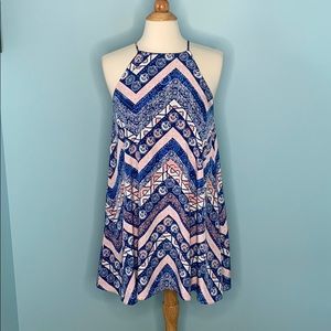 Tribal Print Pink and Blue Dress E1